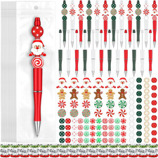 197 Pcs Christmas DIY Beadable Pens Kit 24 Plastic Bead Pens Beaded Pen with 101