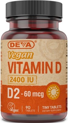 Vegan Vitamin D2 2400 IU Ergocalciferol Supplement, 90 Tablets, No Animal