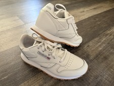 Reebok Classic Leather Kids Size 3 White Gum Sole Sneakers Youth Clean