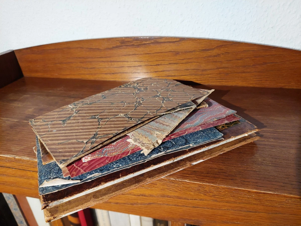 BUCHBINDER BUCHRESTAURIERUNG Konvolut Historischer Bucheinband MARMORPAPIER