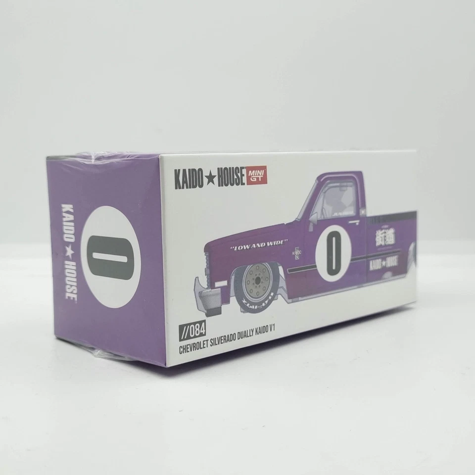 MINI GT KAIDO HOUSE CHEVROLET SILVERADO DUALLY KAIDO V1 VIOLA KHMG084 SIGILLATO - Immagine 2 di 4