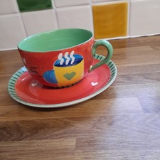 WHITTARD OF CHELSEA LARGE HANDPAINTED CUP AND SAUCER