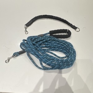 30 foot Dog Lead Rope with Handle, Snap Hook, Black Elastic Attachment