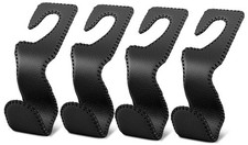 4 PCS Black Leather Car Headrest Hooks Purse Hanger Bag Coat Holder Auto