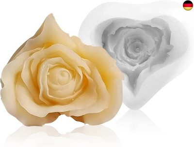 TRUEIN Groß Rose Silikonform, Lebensmittelqualität Kerzenform Silikon Blume, 3D 