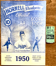 1950 HORNELL DODGERS PROGRAM+TICKET W/BROOKLYN DODGERS BRANCH RICKEY LETTER, NY