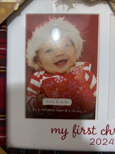 Kate & Milo Baby’s First Christmas Picture Frame Plaid 3x4” - Picture 4 of 7
