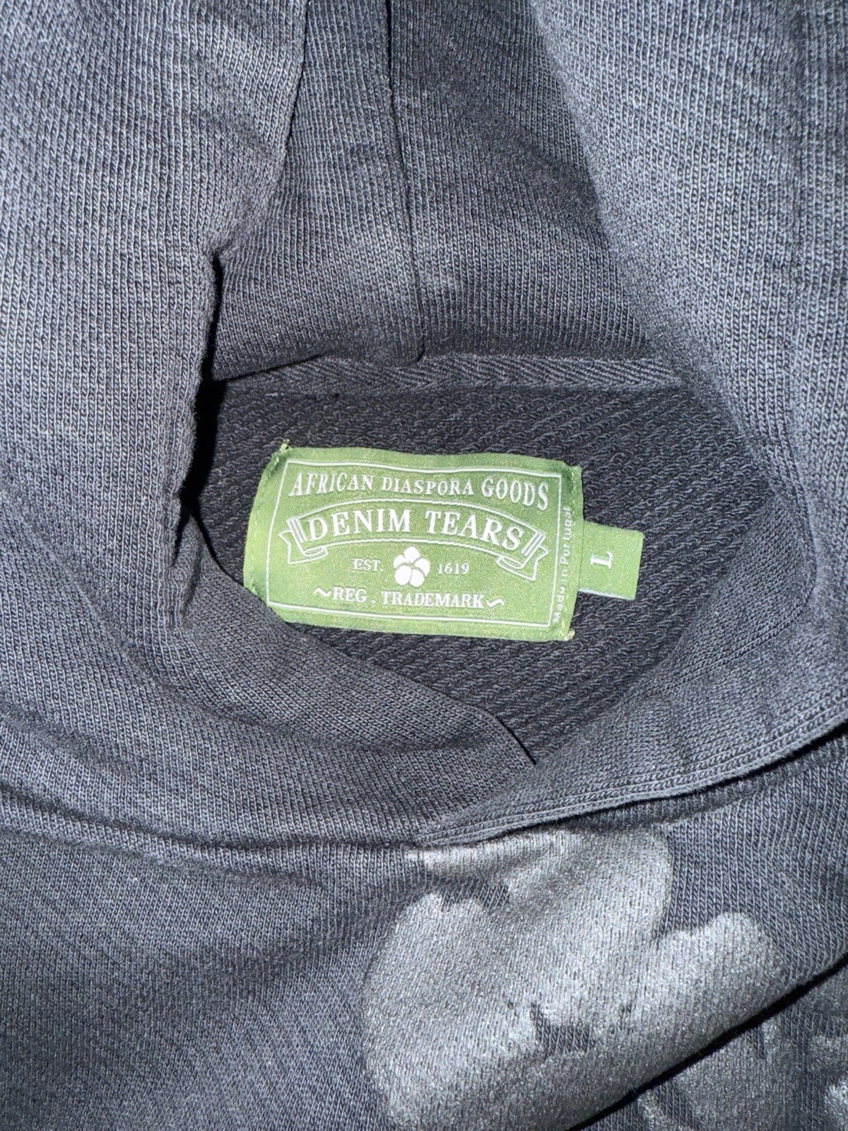 Denim Tears Cotton Wreath Hooded Sweatshirt 'Black Monochrome' image 4