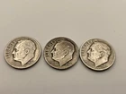 1946 1946 D, 1947 Roosevelt 90% Silver Dimes Circulated, Lot of 3