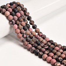 Natural Rhodonite Matte Round Beads Size 4mm 6mm 8mm 10mm 12mm 15.5"Strand