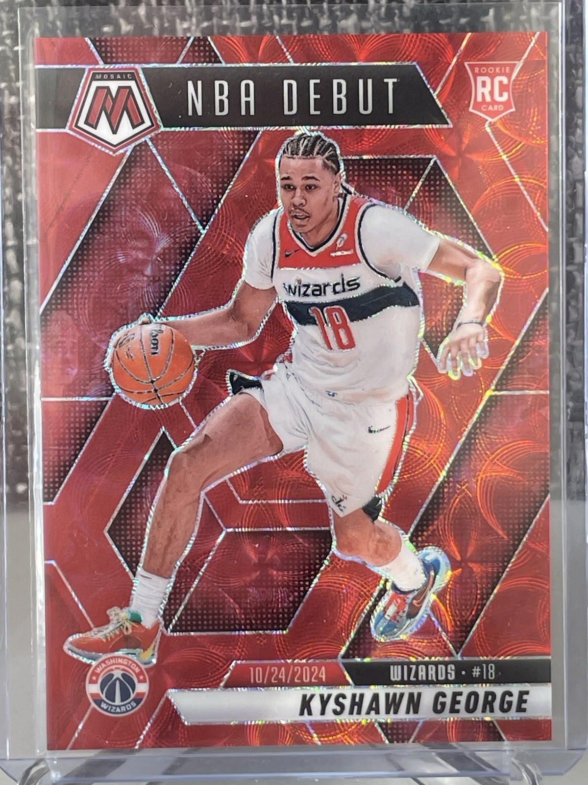 2024-25 Panini Mosaic NBA Debut Kyshawn George #256 Red International /75