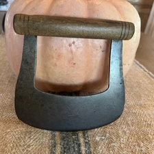 Antique Wood Handle Rocking CHOPPER SLICER CUTTER  Mezzaluna Vintage RARE 