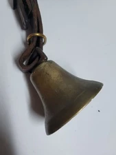 Antique Brass Cow or Sleigh Bell With Leather Strap – Rustic Farm Harness Bell