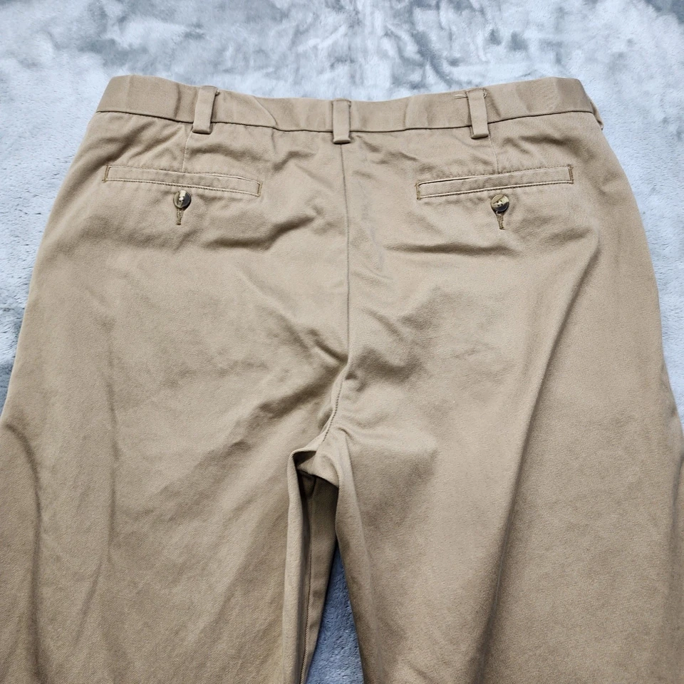 George Pants Mens 34X32 Tan Khaki Chino Straight Leg Cotton Casual Office Preppy - Image 3 of 4