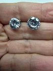 Clear Faceted Rhinestone Silver Tone Metal Stud Pierced Earrings Vintage