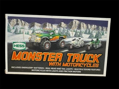 2007 Hess Monster Truck with Motorcycles w/ Original Box Lights Sounds