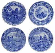 Set Of 4 Spode Blue Room Collection Traditions Series 10.5 Inch Dinner Plates