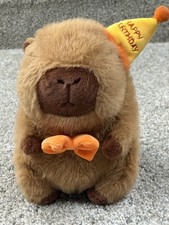 Birthday Hat Capybara Plush Toy Cute Stuffed Animal Soft Doll Gift for Kids