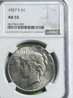 1927-S Peace Dollar NGC AU55 Better Date Silver $1 Nice Original Coin