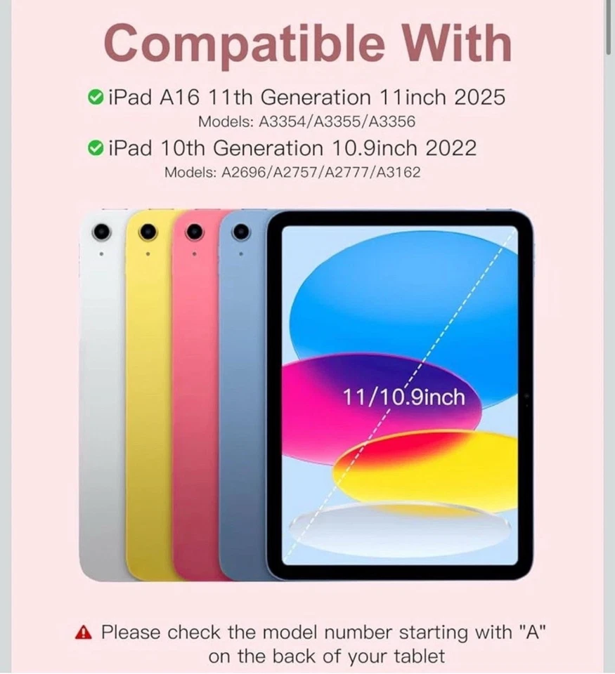 Folio Keyboard Cover Stand 7 Color Backlit Detachable Case For iPad A16 10.9/11” - Image 4 of 4