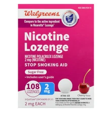 1PK 108CT 2MG WALGREENS NICOTINE LOZENGE Ex02/2027-SUGAR FREE STOP SMOKING AID