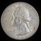 90% Silver 1963 Washington Quarter  - F27I