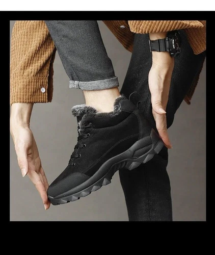 Herren Fell Gefüttert Winter Schnee Stiefel Outdoor Wasserdicht Arbeitsschuhe Wandern Walking - Bild 24 von 27