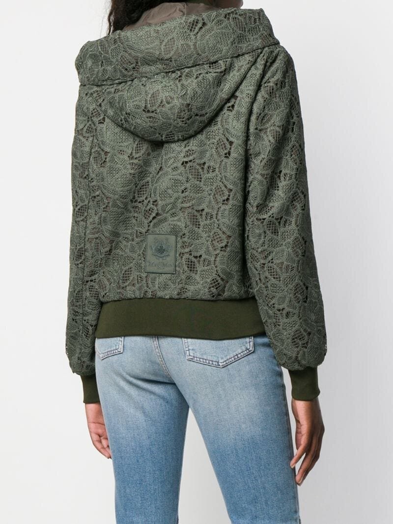 NEW MR & MRS ITALY Lace Bomber Jacket in Army Green- size XS #CD29