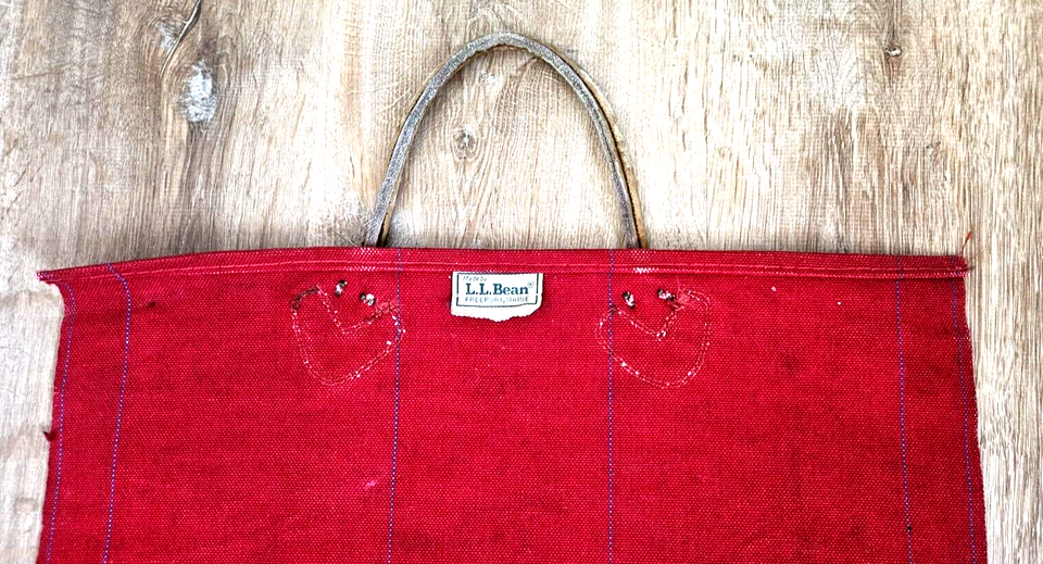 Vintage 80's LL Bean Firewood Carrier Canvas Bag Log Wood Tote Flat