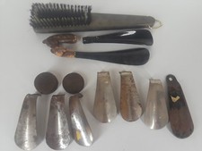 Vtg SHOE HORN Lot Brush Horse Head Florsheim Dr Scholls Red Cross Metal