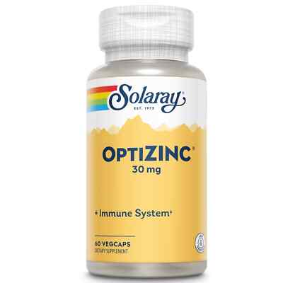 Solaray OptiZinc 30 mg, Supports Immune & Endocrine Systems 60 Veg Caps
