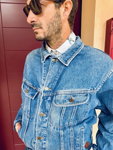 Valentino Jeans Vintage Hombre’s Chaqueta Azul Algodón Denim Botones Años 90 Talla 40 M L - Imagen 12 de 24