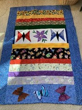 Handmade Patchwork Lap Quilt, Sunflowers, Gardening Ladies Sewing 48x66 Wall Art