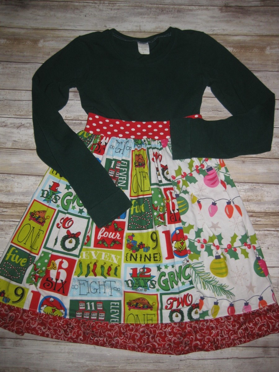 white christmas dresses Multi Grinch Print Dress – judyssmallworld main image 0