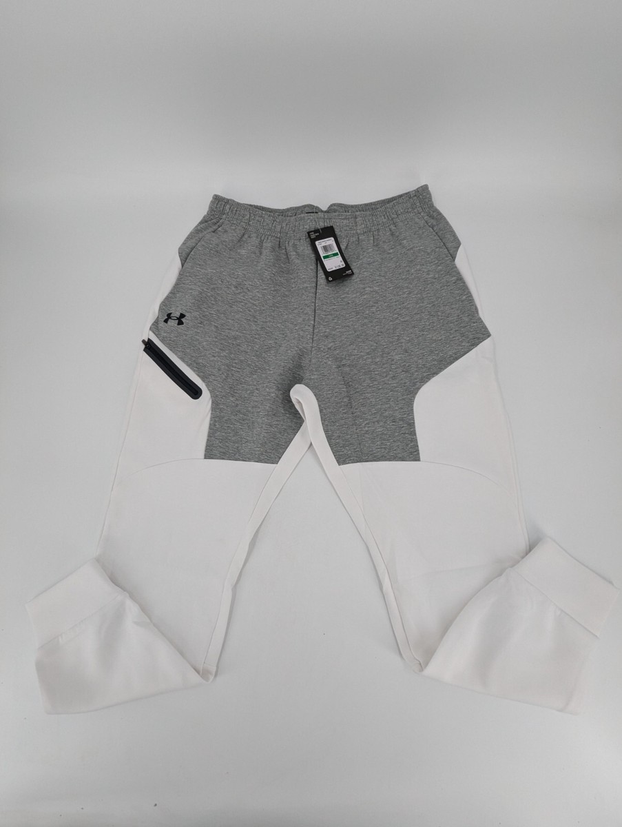 Under Armour Mens UA Unstoppable Fleece Joggers Large White Gray