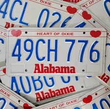 ALABAMA LICENSE PLATE 🔥FREE📬🔥 1 W/ RANDOM LETTERS & #'S ~ VTG HEART OF DIXIE