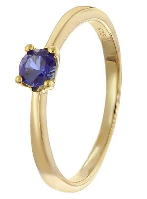 TRENDOR Schmuck Damenring 925 Silber Vergoldet Mit Synthetischem Saphir 68892 - Bild 1 von 4