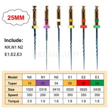 6pcs Dental NiTi Super Files Rotary Tip Endodontic Endo Motor Root Canal 25mm