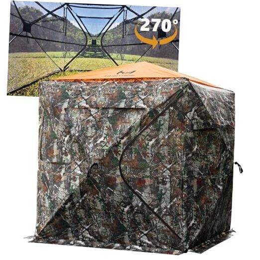 Silent 270° See-Through Hunting Blind for Deer and Ground Camouflage