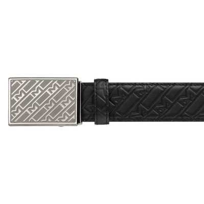 Mont Blanc 35 mm flache Schnalle M Muster Ledergürtel | Schwarz | Montblanc