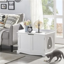 Cat Litter Box Enclosure Decorative Pet Side Table Wooden Cat Hidden Furniture