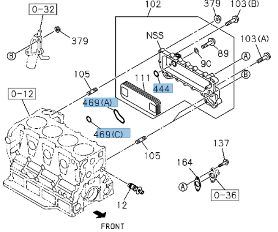 Juego de juntas de cubierta de enfriador de aceite GENUINO para ISUZU NPR NQR NPR-HD 4HE1 4HK1 98-23 Foto 2 de 4