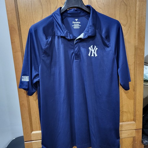Fanatics Mens 2XL XXL NY Yankees Polo Golf Collared shirt patterned Navy blue