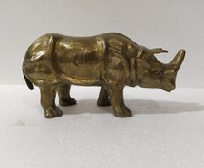 Metall Nashorn Statue Skulptur Figur Nashorn Regal Top 10 in Bronze Optik
