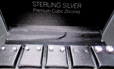 New In Box Sterling Silver 925 Cubic Zirconia Stud Earrings Set