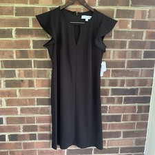 Emma & Michele Womens black Ruffled Keyhole Office Wear to Work Dress US 6