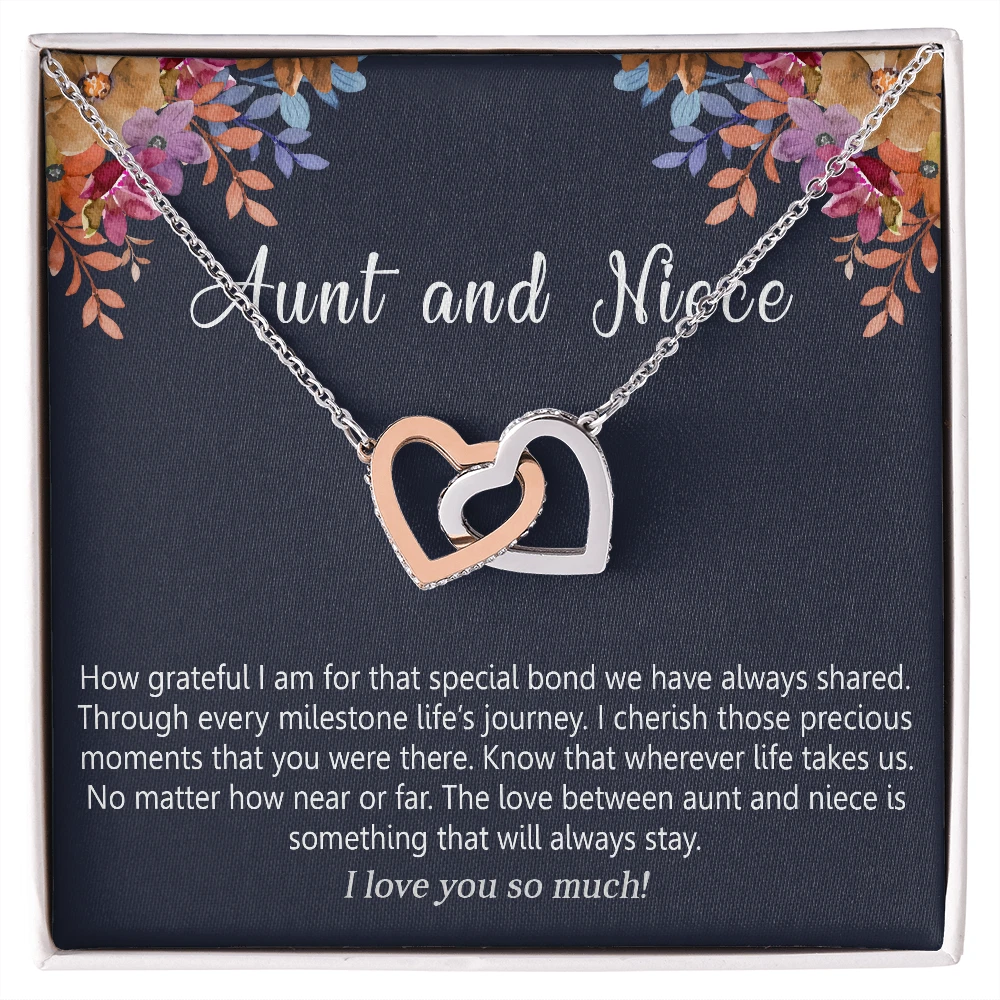 Aunt and Niece Necklace Interlocked Hearts Pendant Gift for My Auntie I Love You