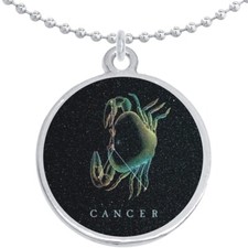 Cancer Zodiac Stars Round Pendant Necklace Beautiful Fashion Jewelry