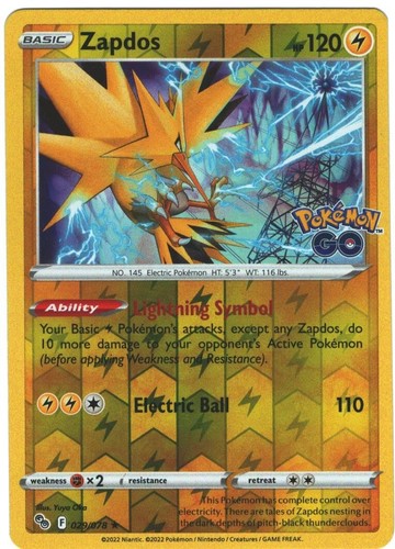 Pokemon Card Pokemon Go Holo Zapdos 029/078 | eBay