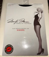 Marilyn Monroe Black Pantyhose 20 Denier Control Top Silky Smooth Nylon Size B